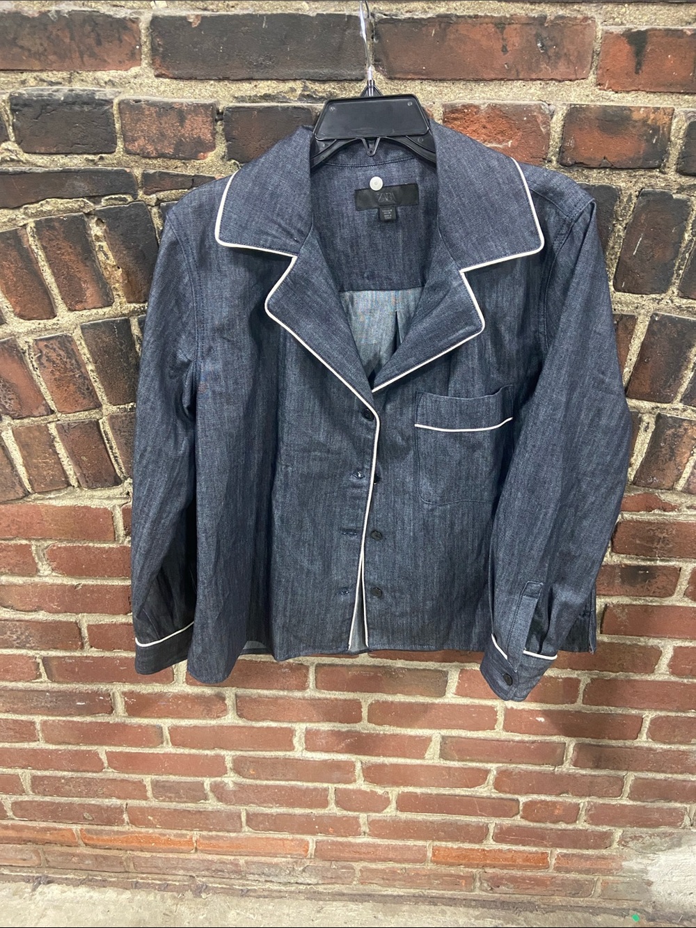 Classic Navy Blue Piped Jean Jacket